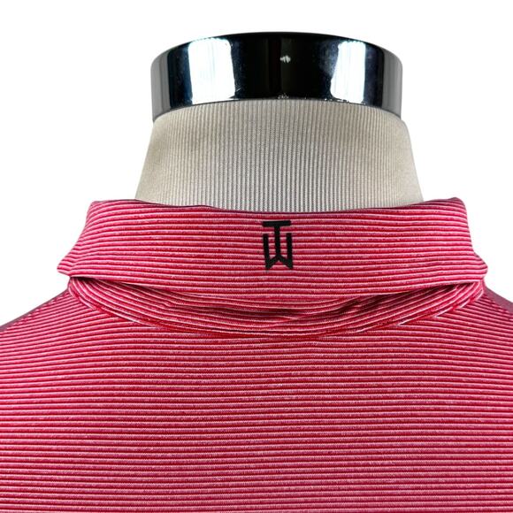 Nike Tiger Woods Collection Snap Polo Shirt Men's 2XL XXL Red Striped Budweiser - Picture 6 of 11
